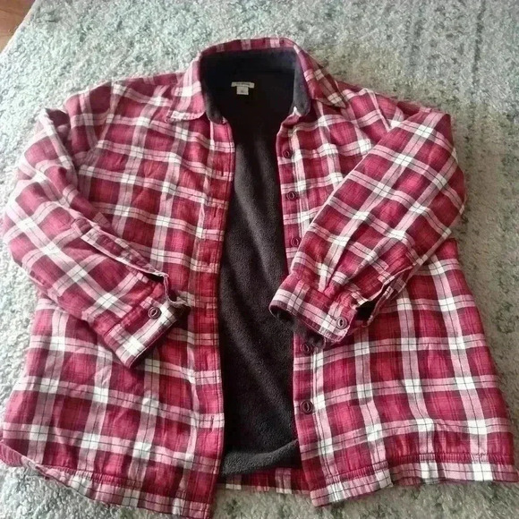 L.L. Bean Womens Pink Flannel Fleece Lined Shacket XS PET - Picture 8 of 13